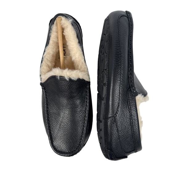 Ugg Ascot Slipper Mens Size 8 Black‎ Leather Slip On Lined main image 9